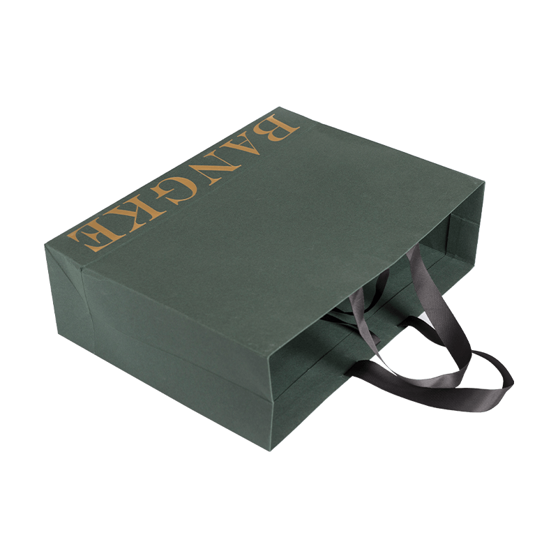 Pungă de cadou personalizată verde închis pentru ștanțare la cald, pungă de hârtie pentru cumpărături de marcă cu logo-ul dvs. 0wn