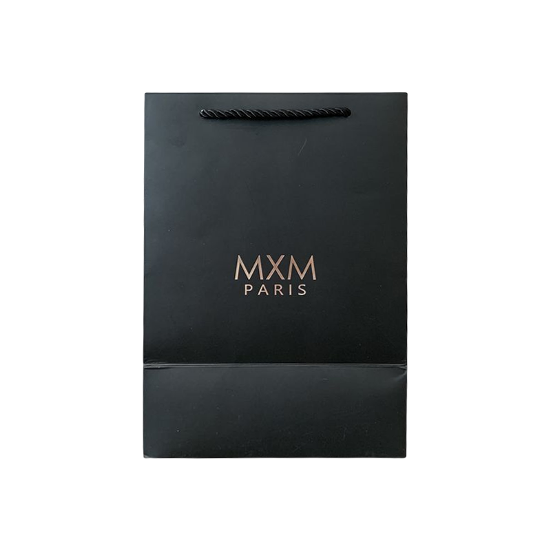 Custom Your Own Logo Geanta de cumparaturi neagra Hot Stamping Geanta de cadou de lux Punga promotionala de hartie